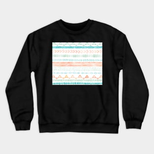 Orange Peach Green Aqua Blue Hand Drawn watercolor geometric Pattern Crewneck Sweatshirt